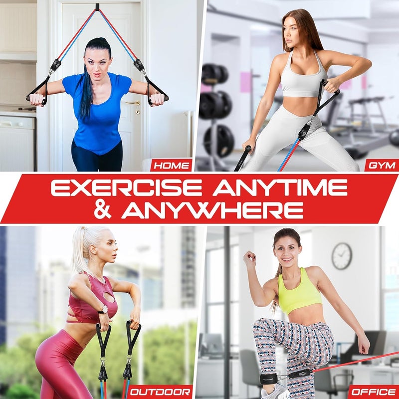 RENRANRING Resistance Bands for Working Out, 150LBS Exercise Bands, Workout Bands, Resistance Bands Set with Handles for Men Women, Legs Ankle Straps for Muscle Training - Image 5